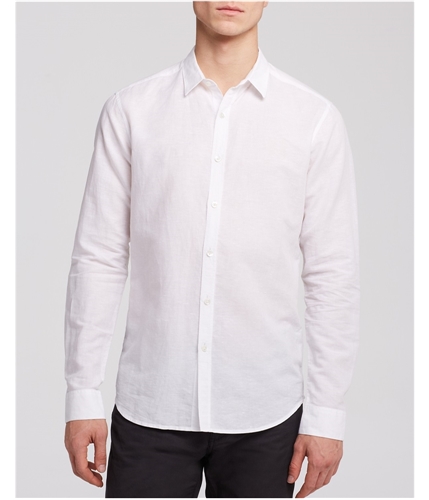 Theory Mens Linen-Cotton Button Up Shirt white L