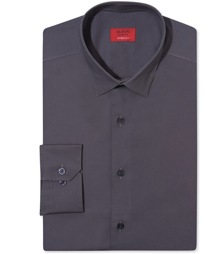 Alfani Mens Stretch Button Up Dress Shirt darkgrey 14-14.5