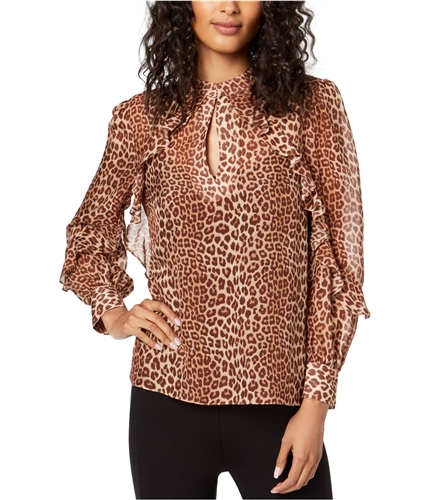 Rachel Zoe Womens Silk Leopard Print Pullover Blouse brown 2