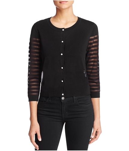 Finity Womens Sheer Cardigan Sweater black L