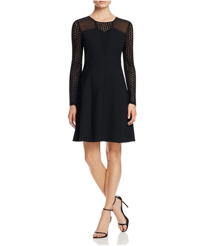 Finity Womens Lace Panel A-line Dress black 8