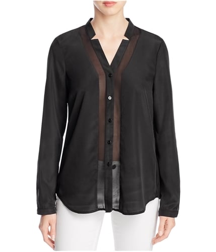 Finity Womens Long Sleeve Button Up Shirt black 8
