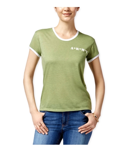 Mighty Fine Womens Army Ringer Graphic T-Shirt whitegreen XS