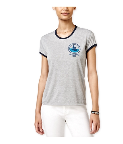 Disney Womens Mermaid Ringer Graphic T-Shirt htgreynavy XS