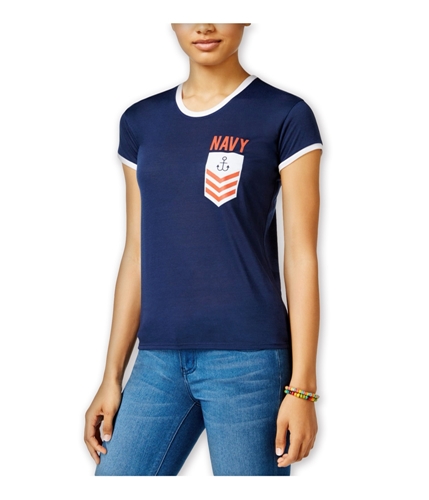 Mighty Fine Womens Navy Pocket Graphic T-Shirt navywhite XS