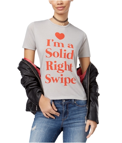 Mighty Fine Womens Right Swipe Graphic T-Shirt grey M