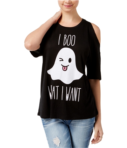 Mighty Fine Womens I Boo What I Want Graphic T-Shirt blk S
