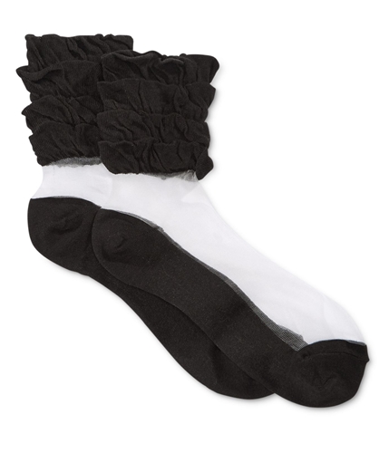Free People Womens Ruffle Midweight Socks black One Size