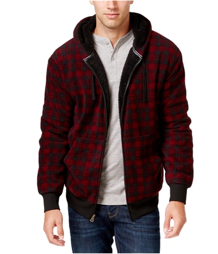 Weatherproof Mens Plaid Hoodie Sweatshirt red XL