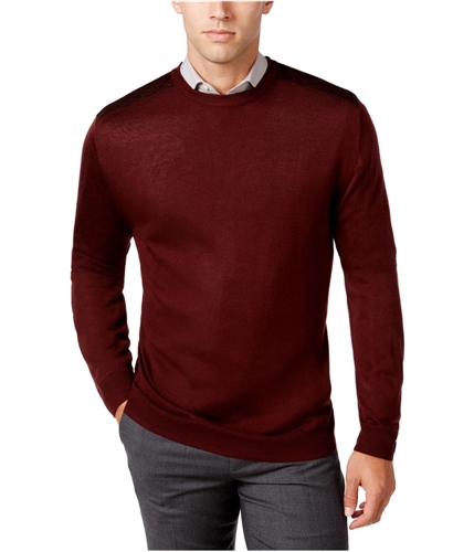 Ryan Seacrest Mens Contrast-Shoulder Pullover Sweater cordovan M