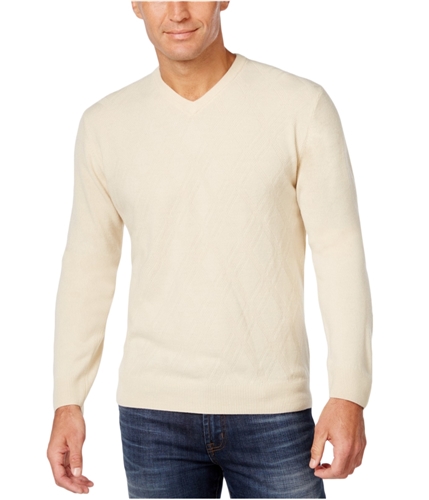Weatherproof Mens Solid Textured Knit Pullover Sweater antiqueivory XL