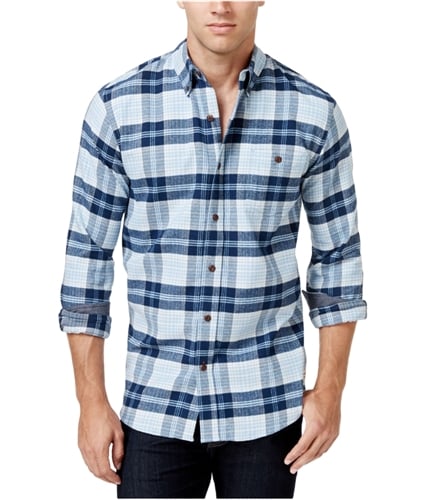 Weatherproof Mens Plaid Flannel Button Up Shirt blue S