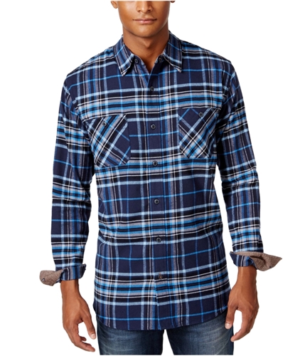Weatherproof Mens Vintage Plaid Flannel Button Up Shirt truenavy S