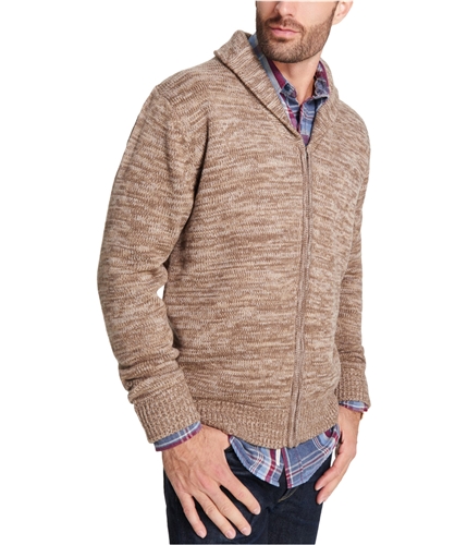 Weatherproof Mens Marled Cardigan Sweater mocha M