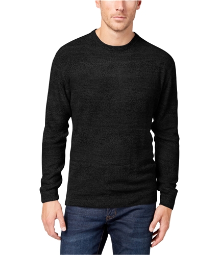 Weatherproof Mens Textured Striped Pullover Sweater black M