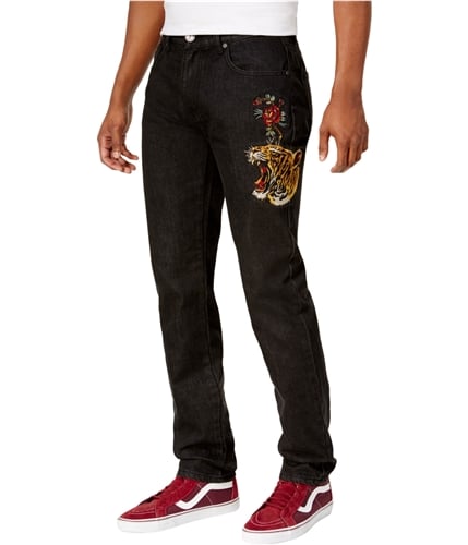 Reason Mens 5 Pocket Skinny Fit Jeans black 32x32