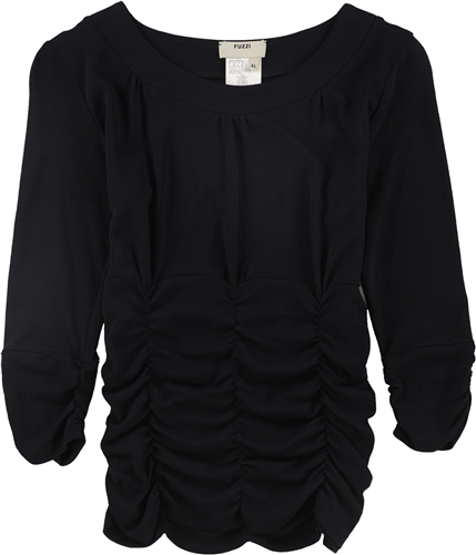 Fuzzi Womens Ruching Pullover Blouse black XL