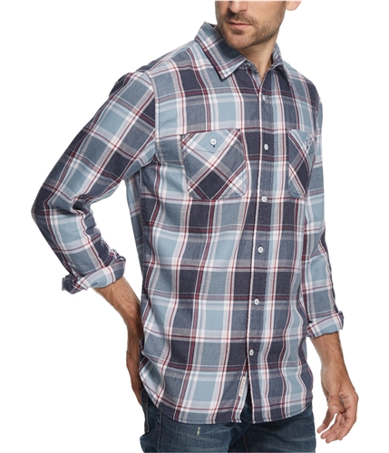 Weatherproof Mens Plaid Flannel Button Up Shirt stonewash S