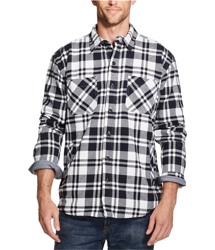 Weatherproof Mens Flannel Button Up Shirt white S