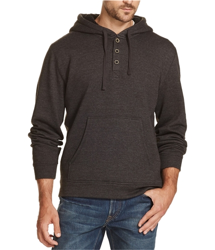 Weatherproof Mens 1/4 Button Hoodie Sweatshirt black S
