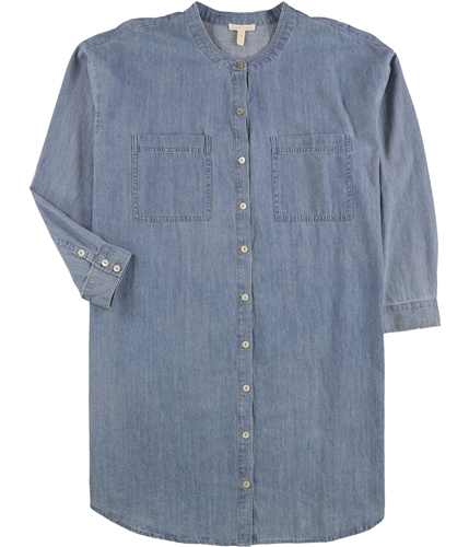 Eileen Fisher Womens Chambray Shirt Dress blue XXS