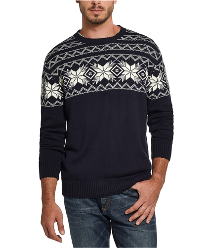 Weatherproof Mens Vintage Snowflake Pattern Pullover Sweater navy 2XL
