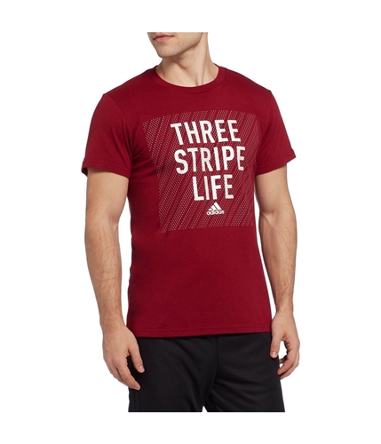 Adidas Mens Three Stripe Life Graphic T-Shirt burgundy S