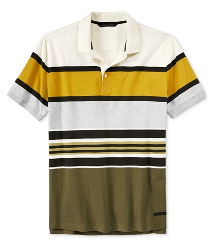 Sean John Mens Big & Tall Stripe Rugby Polo Shirt sjcream 2XLT