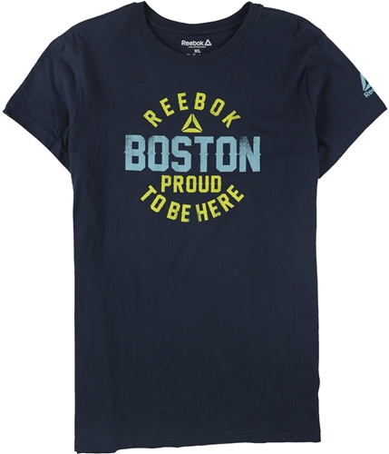 Reebok Womens Boston Proud To Be Here Graphic T-Shirt navy XS