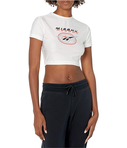 Reebok Womens Misbhv Cropped Graphic T-Shirt white XXS