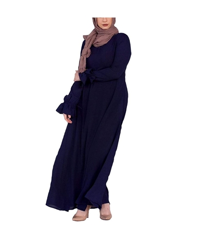 Verona Collection Womens Ruffle-Sleeve Maxi Dress navy XS