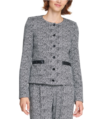 Karl Lagerfeld Womens Tweed Six Button Jackets & Blazers black 0