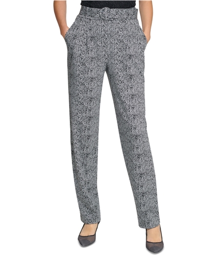 Karl Lagerfeld Womens Belted Tweed Casual Trouser Pants charcoal 2x33