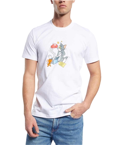 Reebok Mens Tom and Jerry Birthday Graphic T-Shirt white XS
