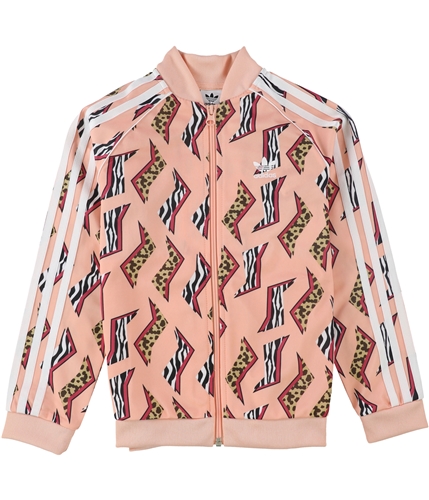 Adidas Girls Animal Graphic Print Track Jacket Sweatshirt glowpink L(7-8)
