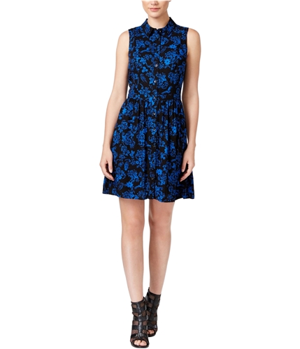 G.H. Bass & Co. Womens Floral Shirt Dress cobalt M