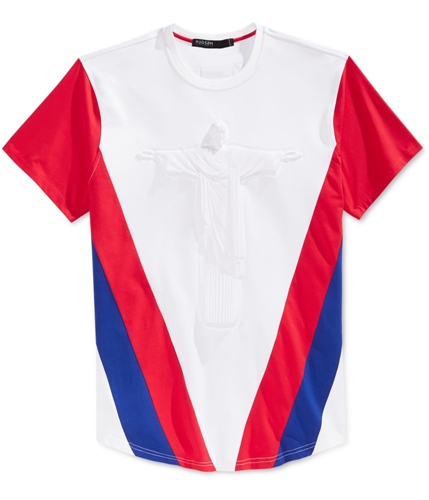 Hudson Mens Olympic Colorblock Embellished T-Shirt white S
