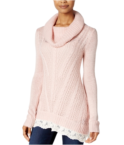 Hippie Rose Womens Cowl Neck Cable Knit Pullover Sweater moonstone L