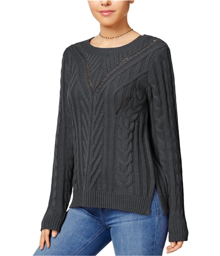 Hippie Rose Womens Cutout Pullover Sweater charcoal S