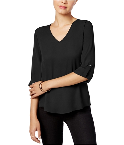 Hippie Rose Womens Utility Knit Blouse black L
