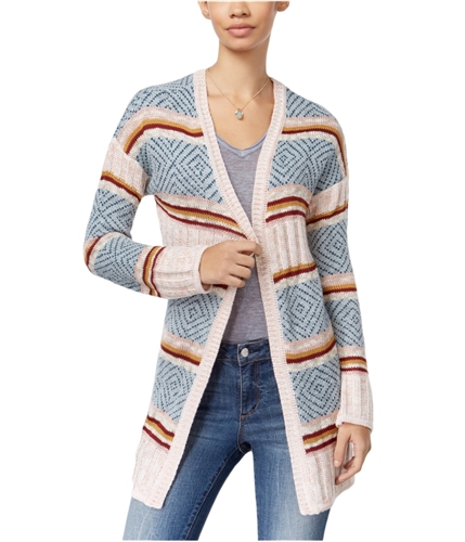 Hippie Rose Womens Striped Cardigan Sweater turqcombo XL