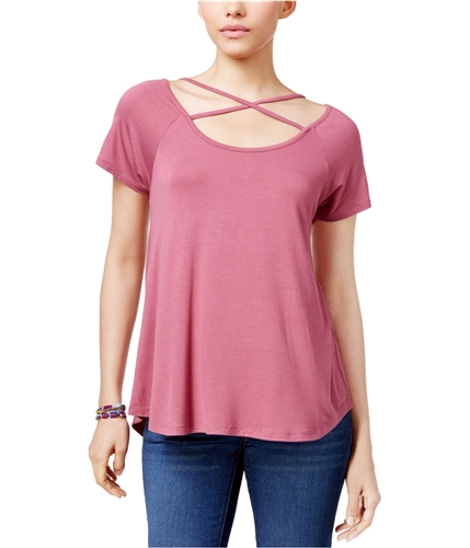 Hippie Rose Womens Criss Cross Basic T-Shirt ltheathergrey S