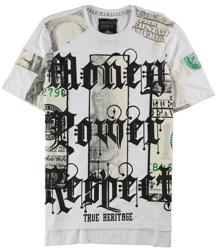 Heritage Mens Money Power Respect Graphic T-Shirt white 2XL