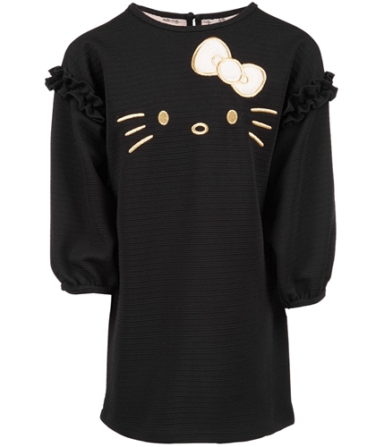 Hello Kitty Girls Ruffle Sleeve Shift Dress black XS
