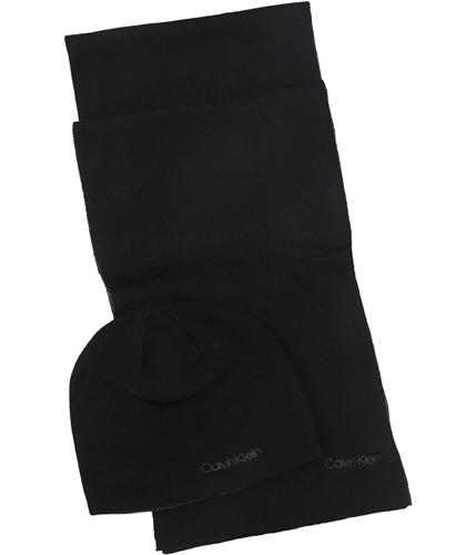 Calvin Klein Mens Reversible Hat Scarf blackgray One Size