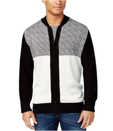 Sean John Mens Jacquard Zip-Up Cardigan Sweater navy 2XL