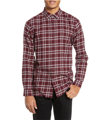 Theory Mens Plaid Button Up Shirt red L