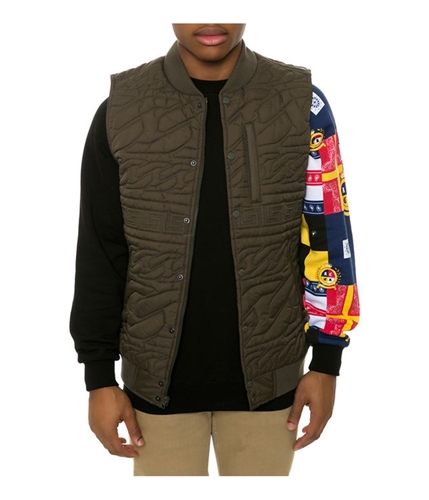 Crooks & Castles Mens The Chain Lux Quilted Vest military S