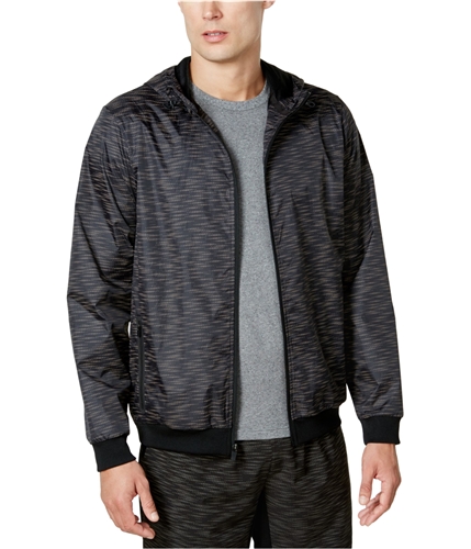 Ideology Mens Reflective Printed Windbreaker Jacket deepblack S