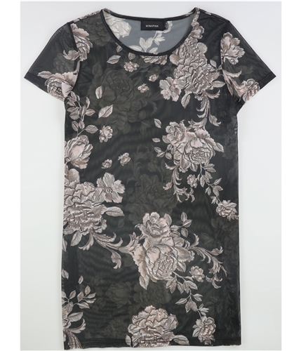 MinkPink Womens Floral-Print Illusion Tunic Dress blkfloral L